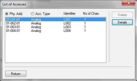 Alcatel list of accesses