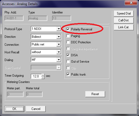 Alcatel 4200 Trunk polarity reversal