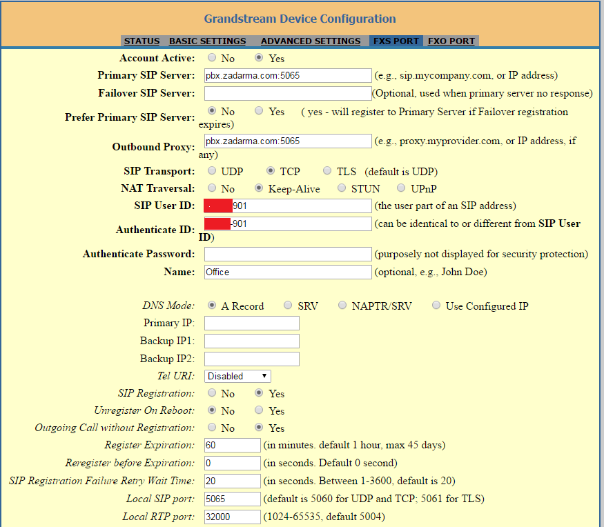 Подключение голосового шлюза Grandstream HT-503 к сервису zadarma